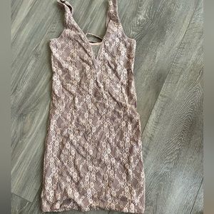 Free people lace tan / light pink intimate dress